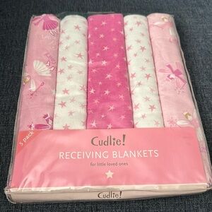 Cudlie Pink and White Receiving Blankets. NWOT